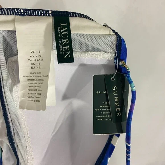 Ralph Lauren Women's Blue Calypso Bandeau Tankini Swimsuit Top Size 12 NWT - Picture 8 of 9